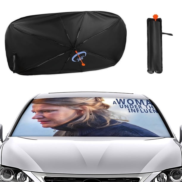 Una Mujer Bajo la Influencia Sombrilla Solar para Auto - Protector de Parabrisas Plegable | Cortina Solar Delantero | Bloqueo UV y Aislamiento de Calor 133x73cm