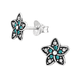 thumbnail image 2 of Pendientes de plata oxidada flor 9 mm cristal blanca y azul, 2 of 2