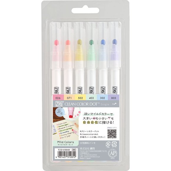 Marcador Kuretake Zig Clean Color Dot 6V