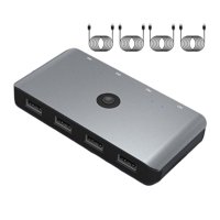 Magideal - Conmutador Selector Conmutador Kvm Usb 2.0 Salida Quatre En 4, Fuente De Alimentación Micro Usb Con 4 Paquetes Usb3.0, Mayor Eficiencia De Trabajo
