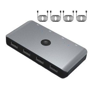 Magideal - Conmutador Selector Conmutador Kvm Usb 2.0 Salida Quatre En 4, Fuente De Alimentación Micro Usb Con 4 Paquetes Usb3.0, Mayor Eficiencia De Trabajo