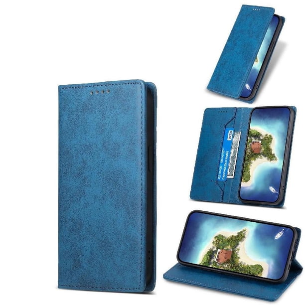 Funda tipo cartera con bloqueo RFID para Xiaomi 15 Ultra Con tapa abatible, portatarjetas, cierre magnético, TPU y soporte Azul