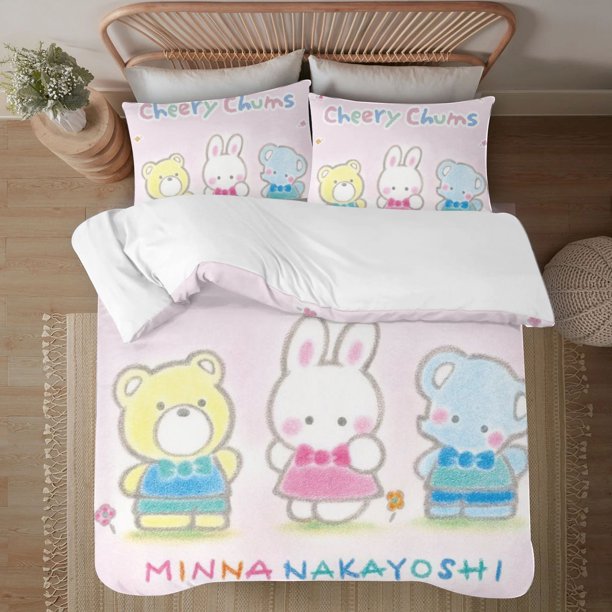 Cheery Chums 3-Piece Bedding Set For Kids Boys Girls Adult Cartoon Warm Cute Fashion Holiday Present Gift Bed Sheets