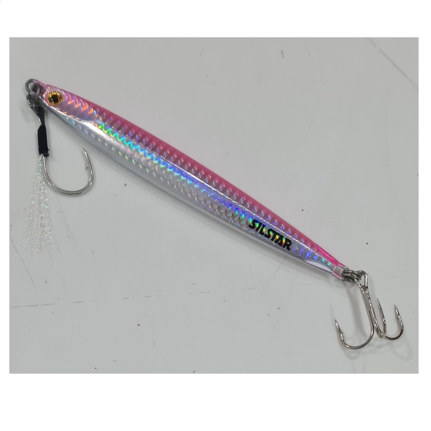 Señuelo Pesca Jig Silstar 14cms 100grs Sinking Fucsia/blanco-perlado De Metal Chispa