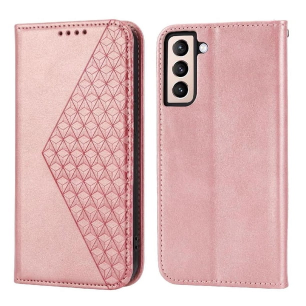 Funda Flip FOXDOCK para Samsung Galaxy S21 Plus , Estilo Billetera con Diseño Rombo, Correa de Mano y Soporte, Uso Diario