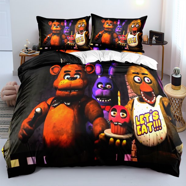 Five_Nights_at_Freddy's 3 PCS Comforter Set with 2 Pillowcases,Five_Nights_at_Freddy's Bedding Set Sheet Set for Kids Adults,All Season Lightweight