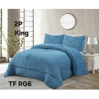 Aladdins Shop - Cobertor De Invierno Texturizado Con Chiporro 2 Plazas Lineas Azul