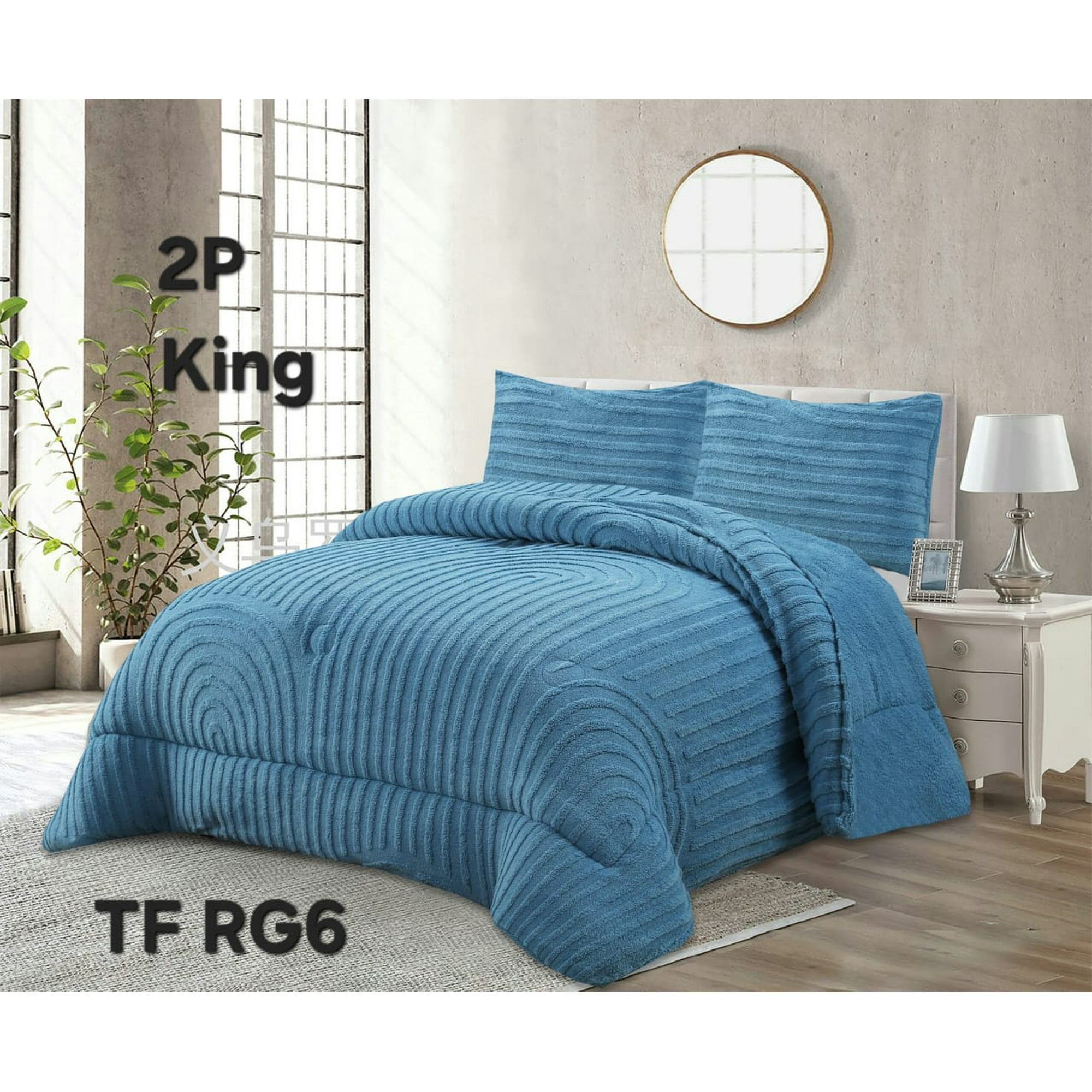 Aladdins Shop - Cobertor De Invierno Texturizado Con Chiporro King Lineas Azul