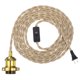 thumbnail image 1 of Kit de Cable de Luz Colgante de 15.4 Pies, Portalámparas E26 Enchufable con Interruptor, Cuerda Retorcida Vintage Industrial, Dorado, 1 of 7