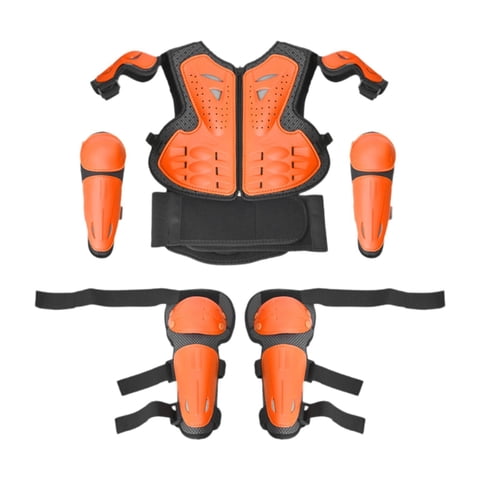 Magideal - Traje De De Cuerpo Completo Para Motocicleta Para Niños Con Almohadilla De Protección Para Hombros, Brazos, Codos Y Rodillas Naranja