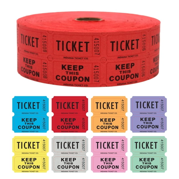 Rollo Rifa Billetes de rifa Indiana Ticket Co. Rollo doble de 1000 unidades, color ...