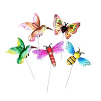 Magideal - 5 Estacas De Jardín De Mariposas, Estacas De Mariposa De De Colibrí De Hierro De 15 Pulgadas, Decoración De Macetas Para Macetas, Al Aire Libre,