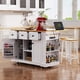 thumbnail image 3 of K&K 53inch Large Kitchen Island with Drop Leaf, Power Outlet, Door Internal Storage Rack, Rolling Kitchen Cart on 5 Wheels with 5 Open Side Racks for Kitchen, Dining Room,White(Not include bar stools), 3 of 3