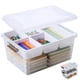 thumbnail image 1 of Caja de almacenamiento MACOPRO 17QT de plástico con bandeja extraíble blanca, 1 of 9
