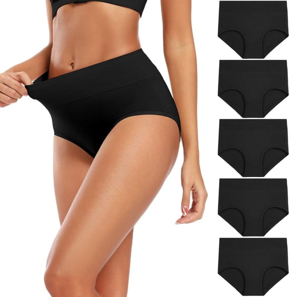 Ropa interior Molasus para mujer, algodón suave, cintura alta, color negro