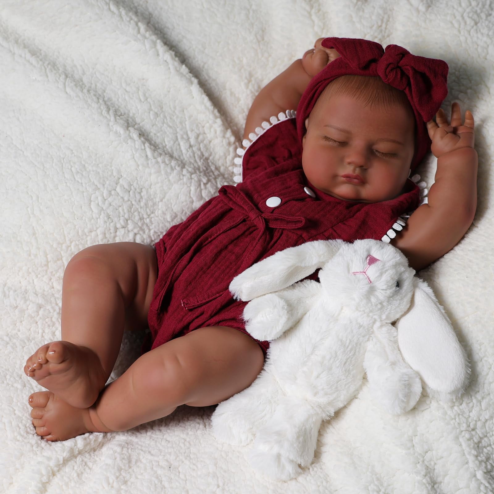 Muñeca Reborn Babeside Negra De 50 Cm Con Kit De Alimentación Para Niños