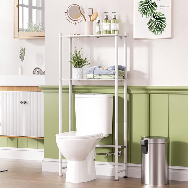 Organizador Shelf AmazerBath de bambú con 2 niveles para colocar sobre el inodoro, 138 x 64 x 25 cm