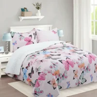 Casadeliacl - Cubrecama Quilt Sherpa 1.5 Coral Claro Mariposas