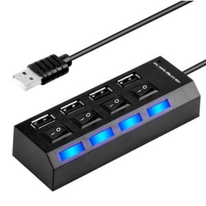 Adaptador Hub 4 Puertos Interruptor Usb 2.0 + Indicador Luz