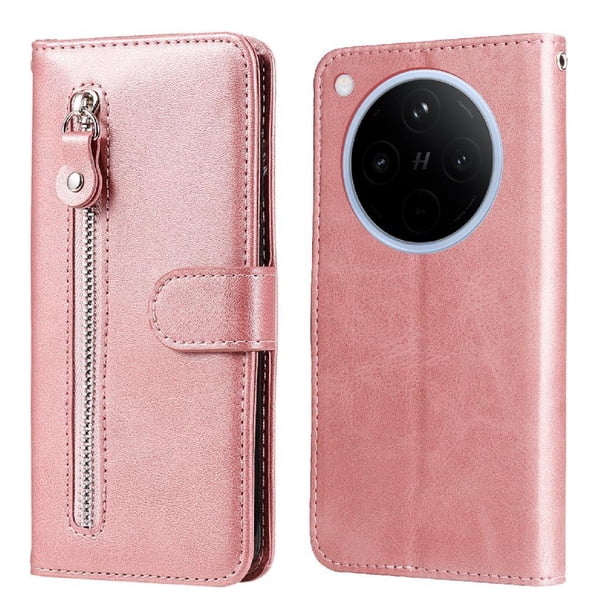 Funda con Cremallera para OPPO Find X8 Pro, Carcasa Cartera de Cuero PU con Soporte y Tarjetero