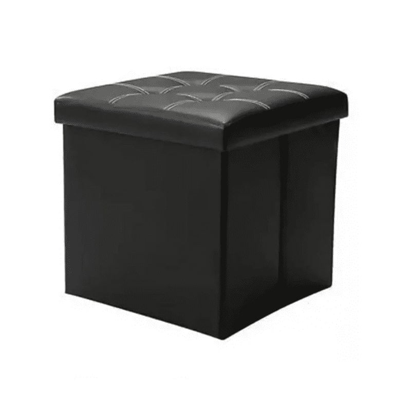 Genérico - Puff Baul Silla Ecocuero Plegable Organizador 38cm X 38cm Negro