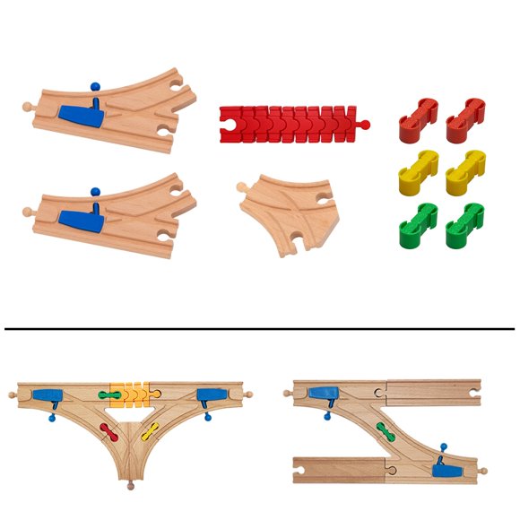 Set de 10 piezas de conectores para vías de tren de madera Bunu1492