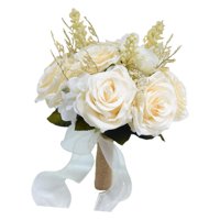 Magideal - Artificiales Para Novia, Ramo Con Cinta Para Despedida De Soltera, Boda, Iglesia, Decoraciones Para Fiestas , Blanco Blanco-1