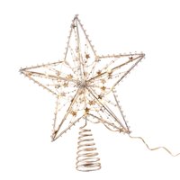 Bothyi - Estrella Para Adorno De Árbol De Navidad Con Luces Led, Luz Led Para Adorno De Árbol De Navidad, Color Plateado