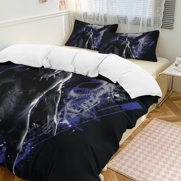 Black Panther Bedding Comforter Sets 3-Piece Bedding Set Soft Warm Bed Set for Bedroom All Season