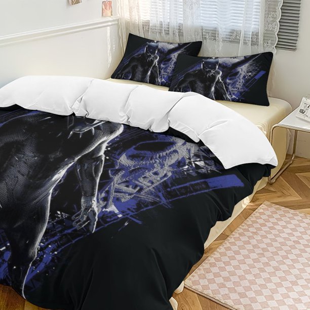 Black Panther Bedding Comforter Sets 3-Piece Bedding Set Soft Warm Bed Set for Bedroom All Season