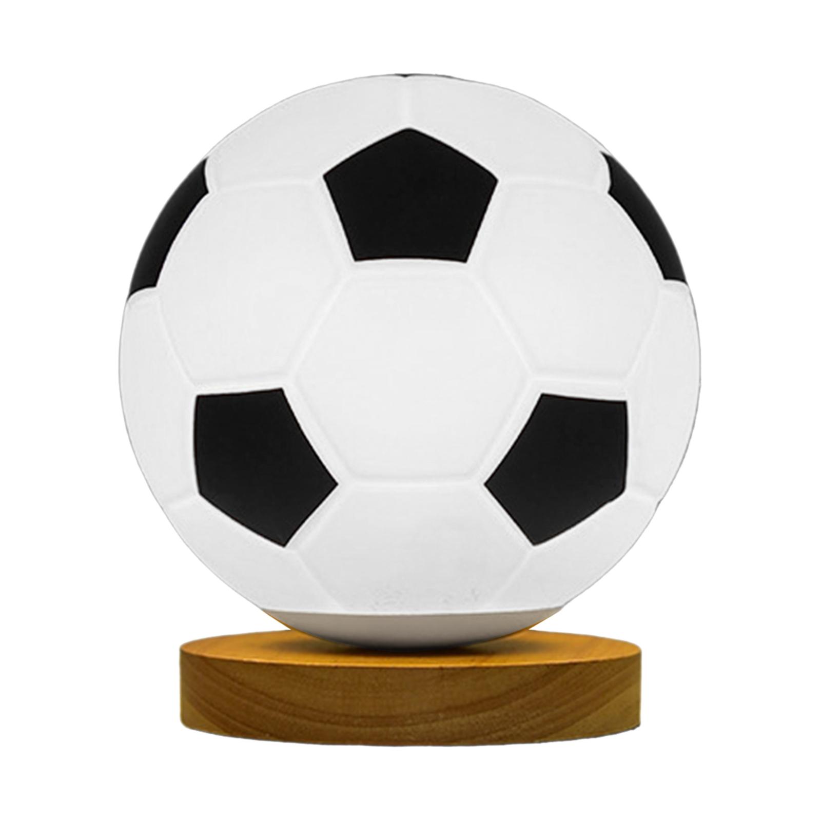 Magideal - Lámpara De Fútbol Con Brillo, Luz Nocturna Ajustable Con Base De Madera, Luz Cálida, Iluminación, Lámpara De Mesa Pequeña, Usb, Regalo , Base Plana
