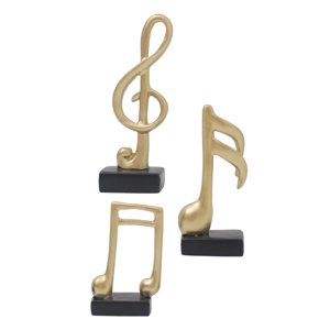 Magideal - 3 Piezas Figuras De Notas Musicales Escultura Decorativa De Mesa Ornamento En Resina Artesanía Moderna Adecuada Para Sala De Estar Dormitorio Oficina Oro