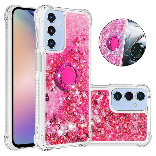 FOXDOCK Funda Glitter Líquida para Samsung Galaxy A17 con Anillo Brillante, TPU Antichoques y Esquinas Reforzadas, Soporte