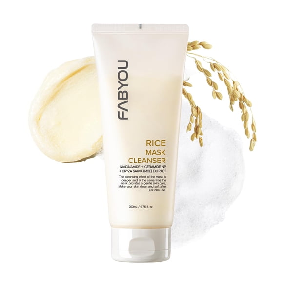 Limpiador de espuma FABYOU Rice Mask Cleanser, 200 ml, que aumenta el brillo