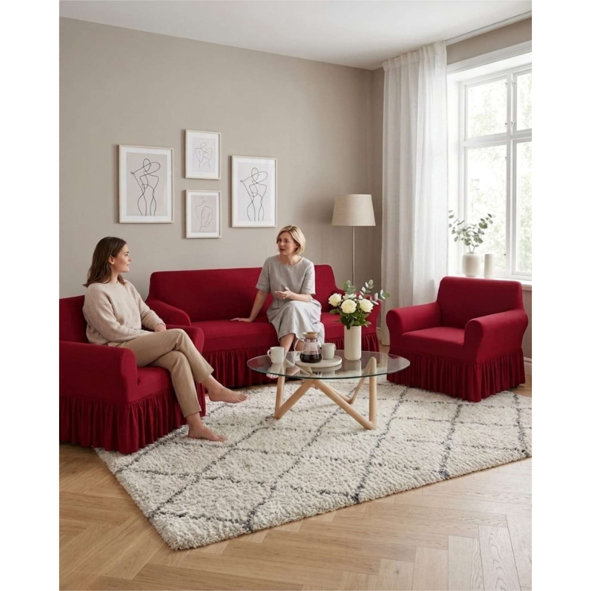 Mylhogar - Juego De Fundas Para Sillon Elasticas Con Farolao 3+1+1