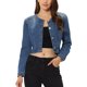thumbnail image 1 of INSPIRE CHIC Chaquetas de Mezclilla para Mujer Sin Cuello de Manga Larga con Botones Chaqueta Corta de Jean S Azul, 1 of 6