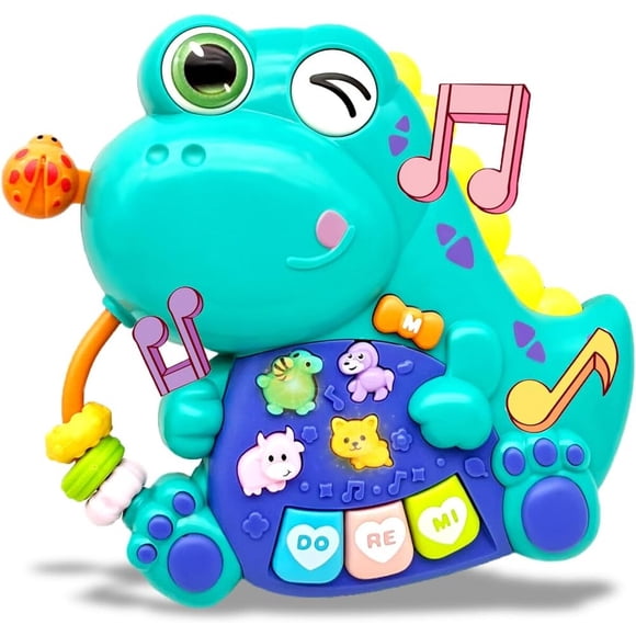 Juguete Musical Bebé PYYCZA Dinosaurio Piano 8 Teclas Luz
