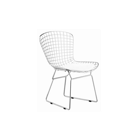 Silla De Comedor Mod Made Made Med Century, Moderna, Alambre Cromado, Blanco