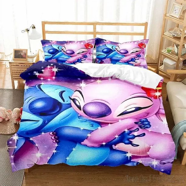 x1764 Bed SheetsStitch Angle Love Child Duvet Cover Set HD Comforter Cover for Kids Bedding Sets Bedclothes Bedroom Decor 3-Piece Bedding Set (1 Duvet Cover + 2 Pillow Shams) nj1764