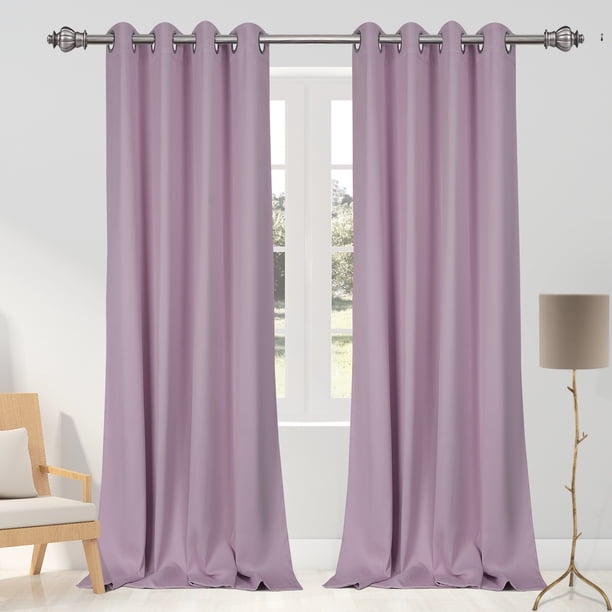 PiccoCasa 2 piezas de cortinas térmicas aisladas con ojales para ventanas, panel de cenefa, cortinas oscurecedoras, púrpura 52" x 95"