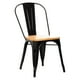 thumbnail image 1 of Silla Tolix de Comedor o Terraza Exterior con asiento de madera Clara - Negra, 1 of 4