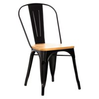 Klik Muebles - Silla Tolix De Comedor O Terraza Exterior Con Asiento De Madera Clara - Negra