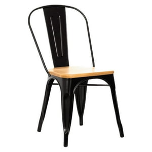 Klik Muebles - Silla Tolix De Comedor O Terraza Exterior Con Asiento De Madera Clara - Negra