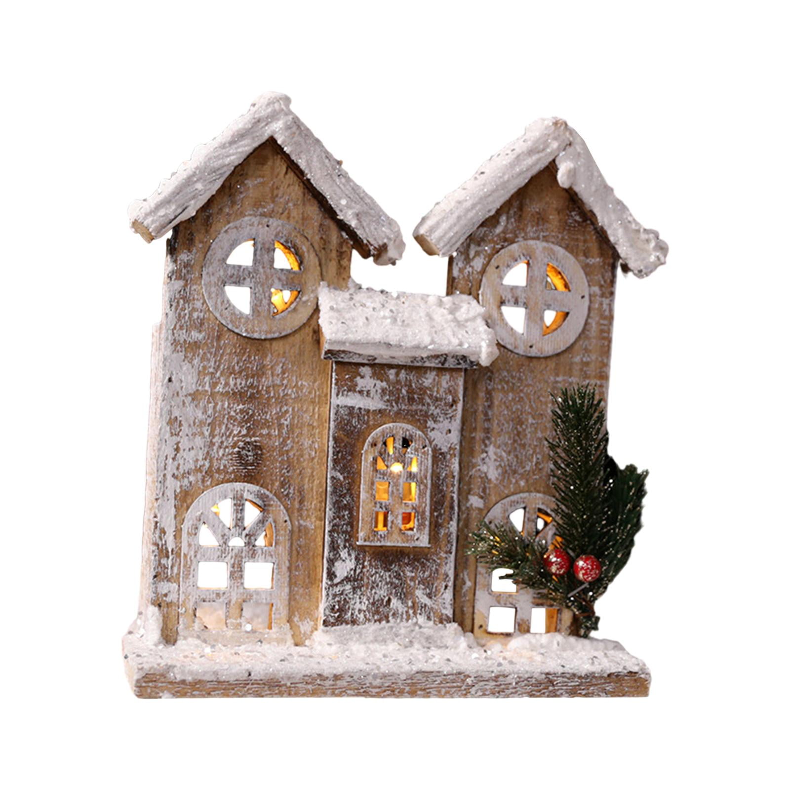 Magideal - Adorno De Casas De Nieve, Adornos Navideños, Artesanías, Casa Rústica De Madera, Casa Brillante De Navidad Para Decoración Del Hogar Del , Estilo A