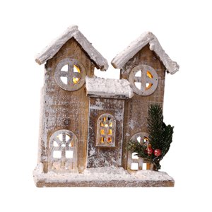 Magideal - Adorno De Casas De Nieve, Adornos Navideños, Artesanías, Casa Rústica De Madera, Casa Brillante De Navidad Para Decoración Del Hogar Del , Estilo A