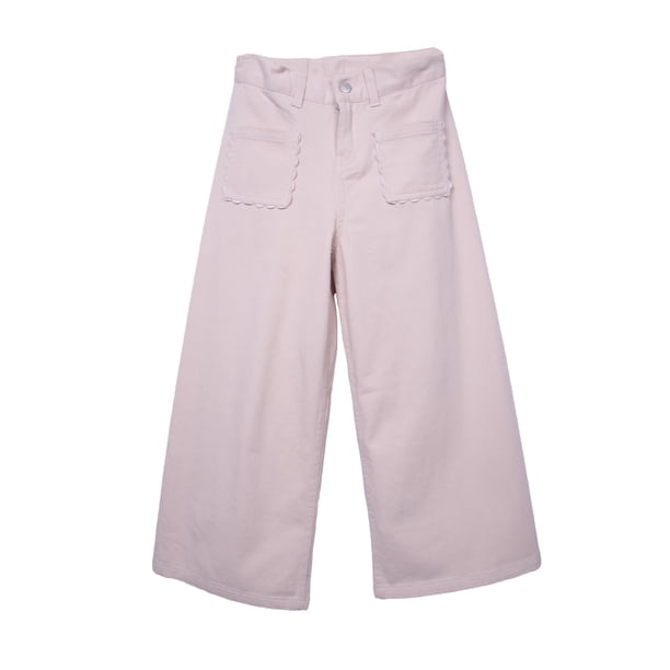 Pantalón Niña Recto Gabardina Cintura Ajustable Beige