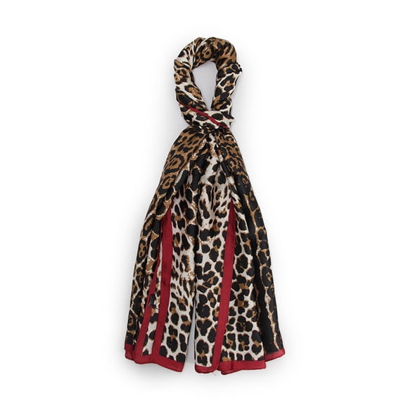 Pañuelo Largo Tipo Seda De 90x180cm Animal Print Elegante rojo Talla Única