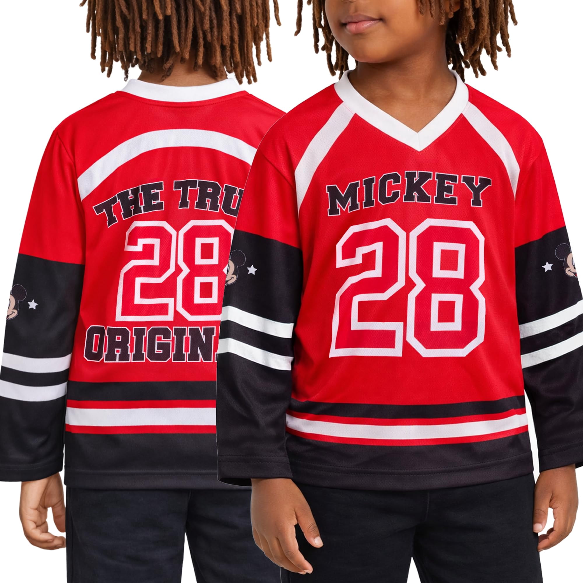 Camiseta Deportiva Para Niños Disney Mickey Mouse 4t Negra Y Roja