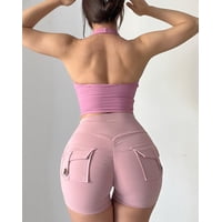 Flix Spa - Short Deportivo Mujer Pretina Alta Bolsillos Traseros