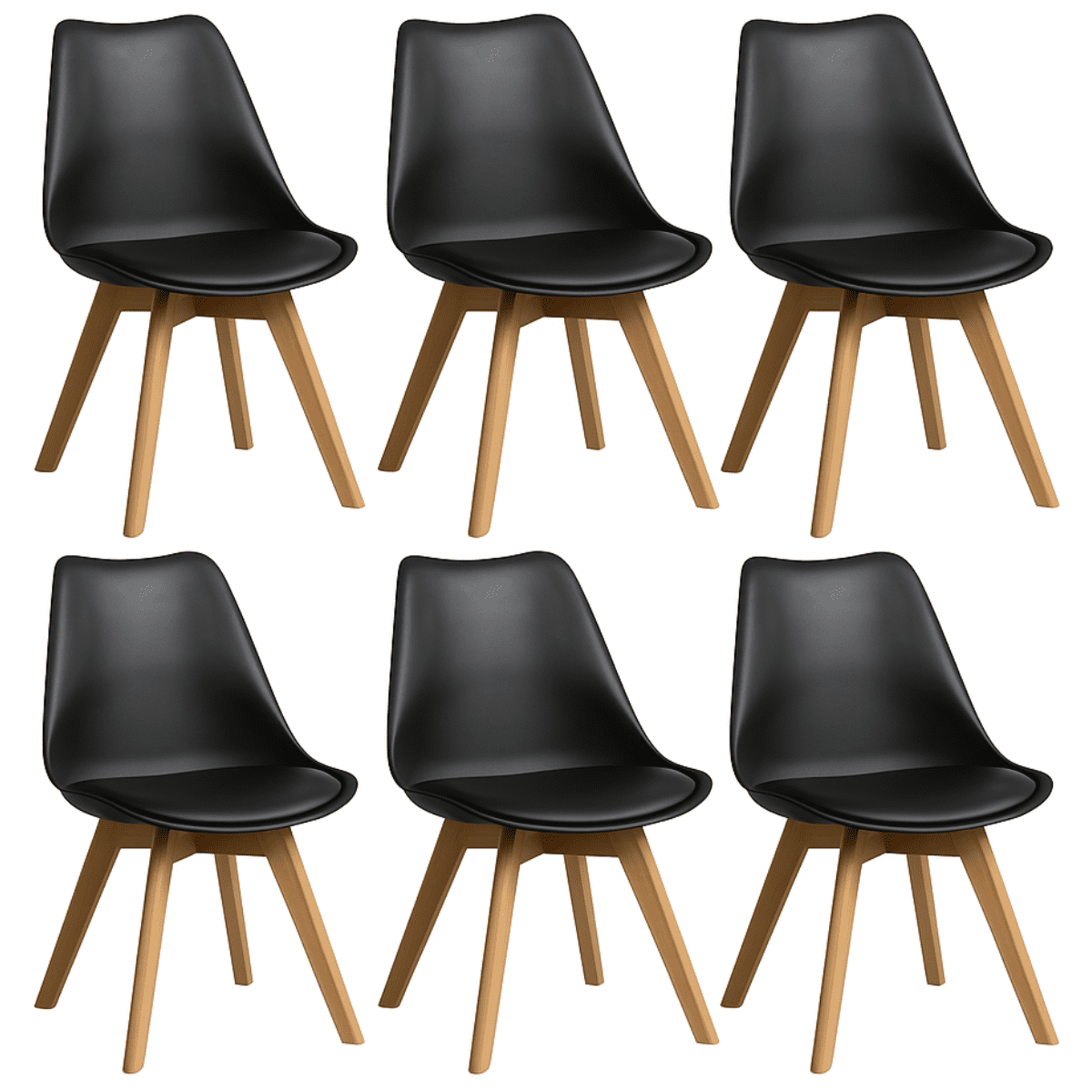 Moboi - Pack 6 Sillas Eames Acolchada Negras